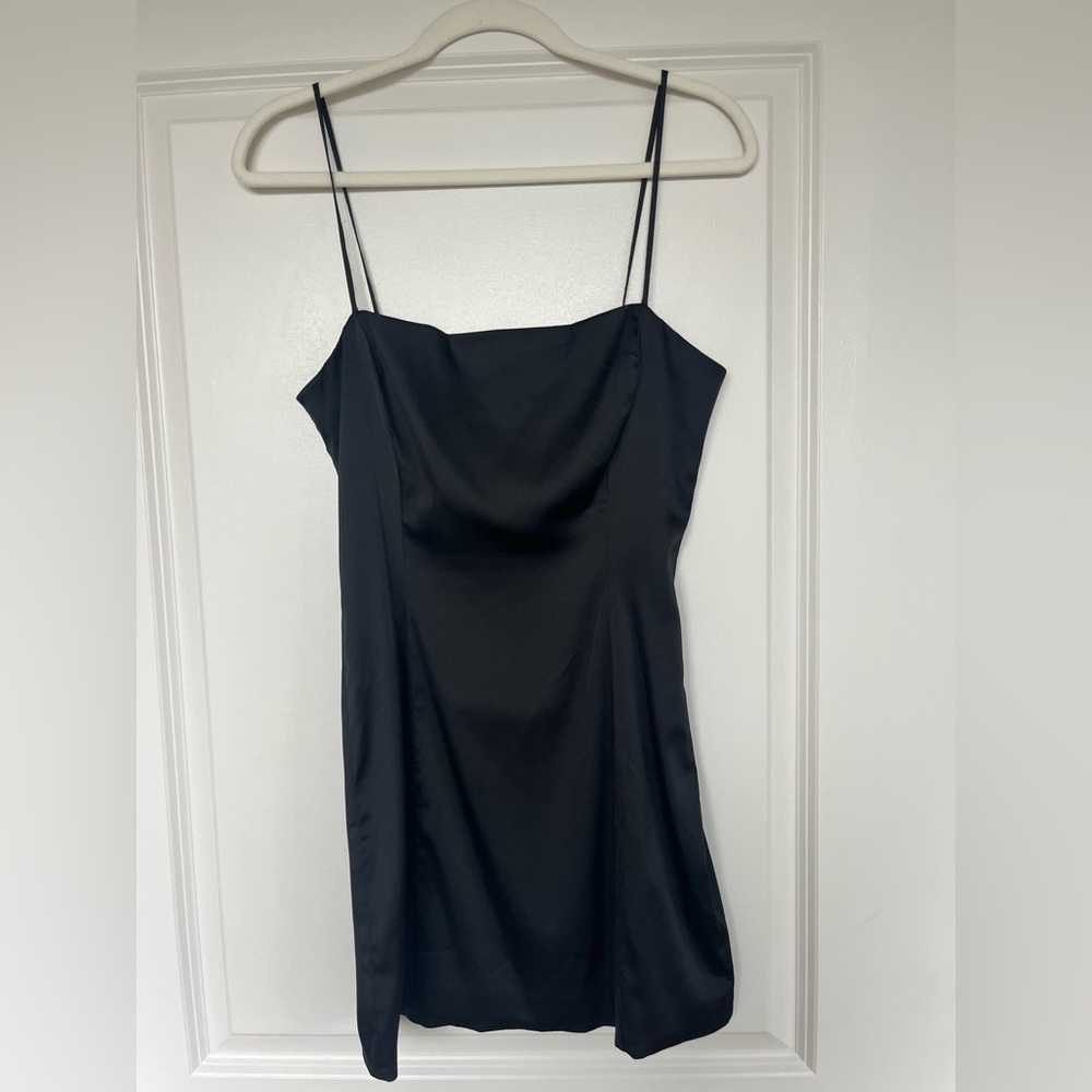 Sunday Best Black Satin Mini Dress